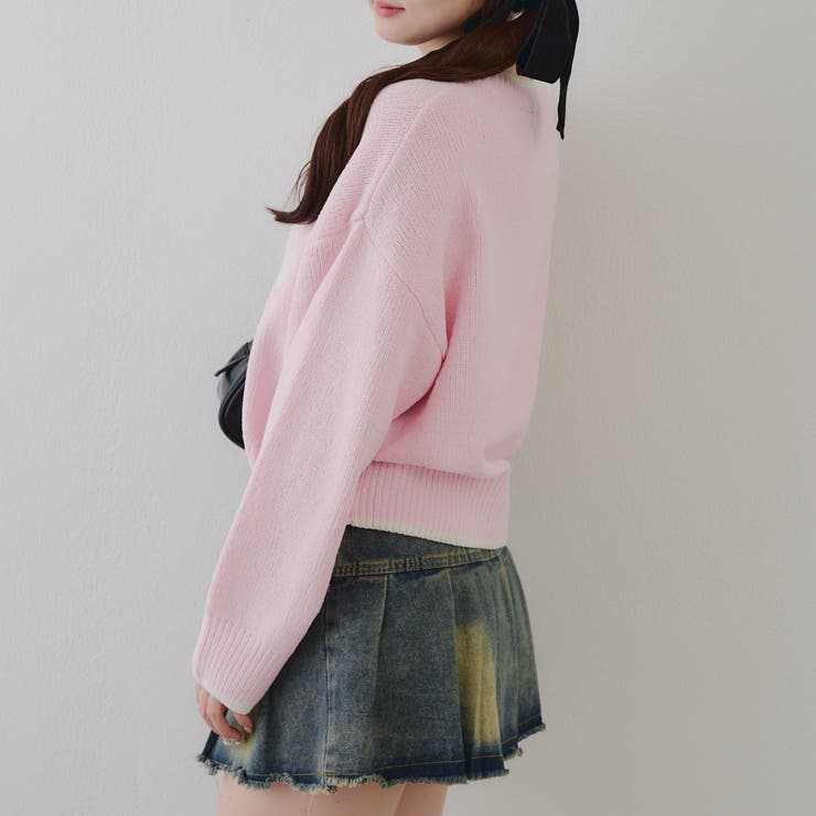 配色ロゴモールニット | RMAF　NICE CLAUP / OLIVE des OLIVE | 詳細画像10 