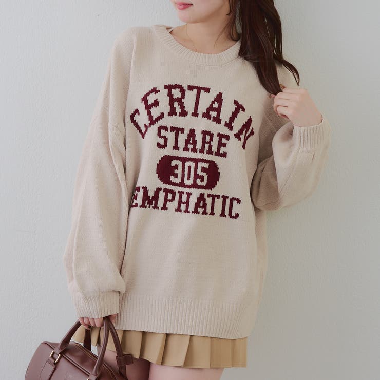 Lベージュ | 【8色展開】ロゴモールニット | RMAF　NICE CLAUP / OLIVE des OLIVE