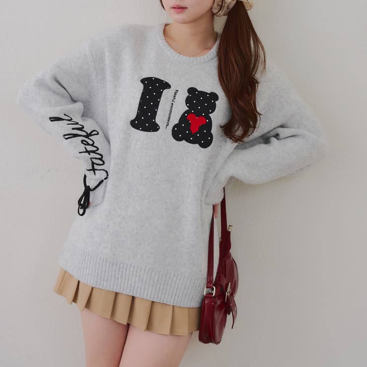 グレー | I LOVE BEAR ニットプルオーバー | RMAF　NICE CLAUP / OLIVE des OLIVE