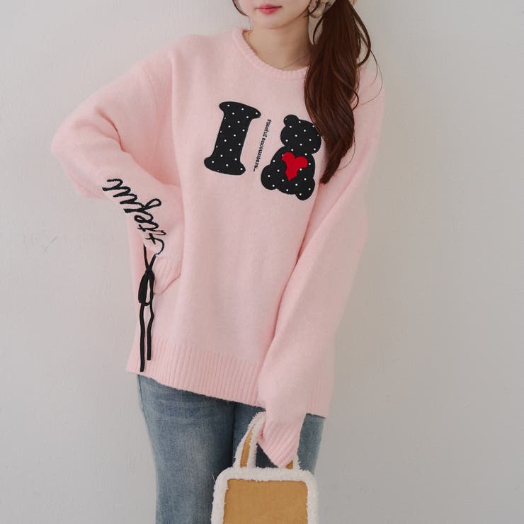 ピンク | I LOVE BEAR ニットプルオーバー | RMAF　NICE CLAUP / OLIVE des OLIVE