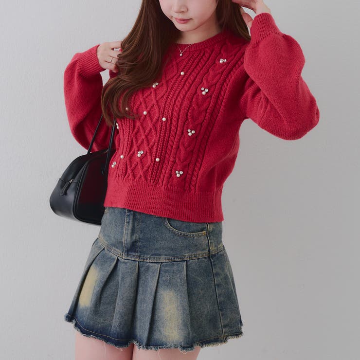 パール付きケーブルニットプルオーバー | RMAF　NICE CLAUP / OLIVE des OLIVE | 詳細画像11 