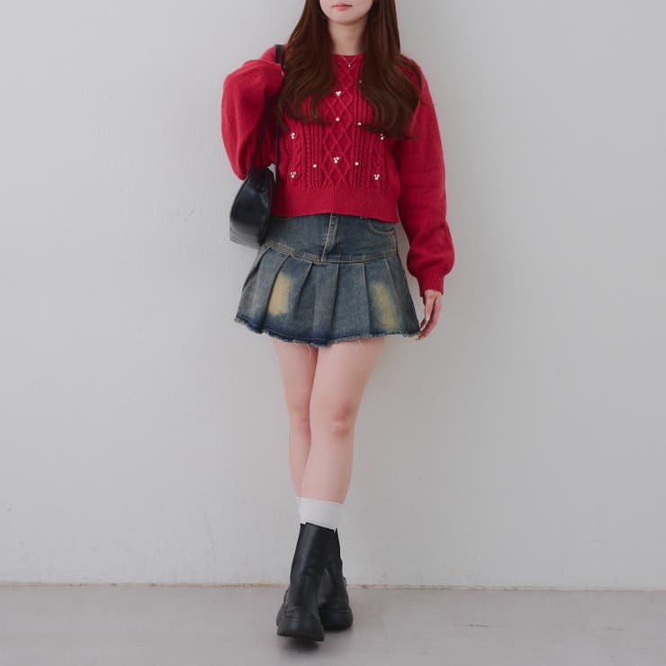 パール付きケーブルニットプルオーバー | RMAF　NICE CLAUP / OLIVE des OLIVE | 詳細画像12 