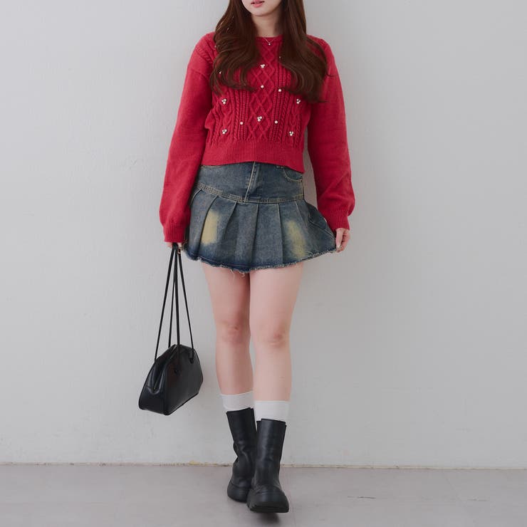 パール付きケーブルニットプルオーバー | RMAF　NICE CLAUP / OLIVE des OLIVE | 詳細画像14 