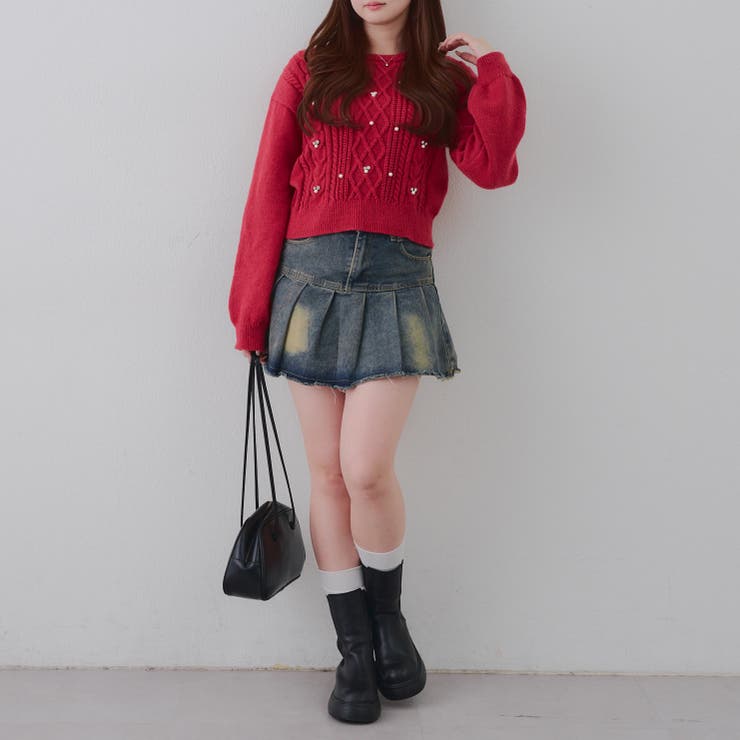 パール付きケーブルニットプルオーバー | RMAF　NICE CLAUP / OLIVE des OLIVE | 詳細画像15 