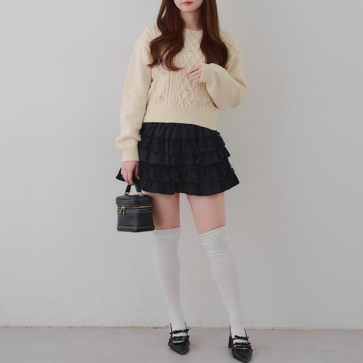 パール付きケーブルニットプルオーバー | RMAF　NICE CLAUP / OLIVE des OLIVE | 詳細画像20 