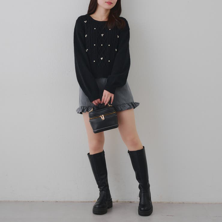 パール付きケーブルニットプルオーバー | RMAF　NICE CLAUP / OLIVE des OLIVE | 詳細画像4 