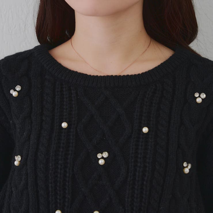 パール付きケーブルニットプルオーバー | RMAF　NICE CLAUP / OLIVE des OLIVE | 詳細画像27 