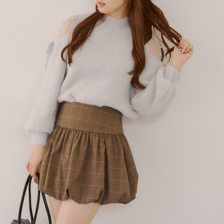 グレー | 肌見せパールニット | RMAF　NICE CLAUP / OLIVE des OLIVE