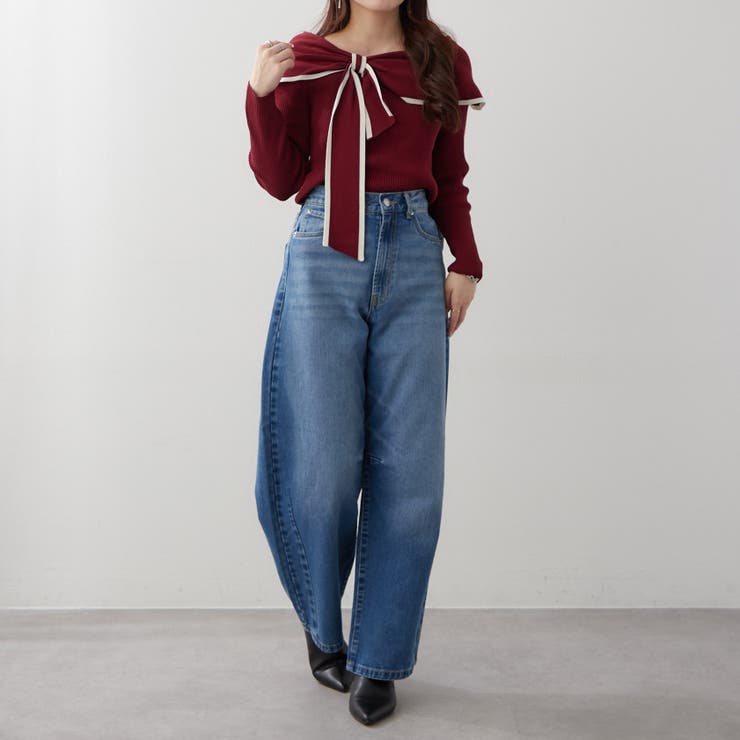 配色オフショルリボンニット | RMAF　NICE CLAUP / OLIVE des OLIVE | 詳細画像19 