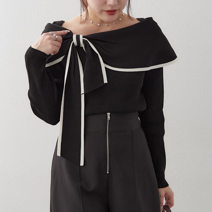 配色オフショルリボンニット | RMAF　NICE CLAUP / OLIVE des OLIVE | 詳細画像23 