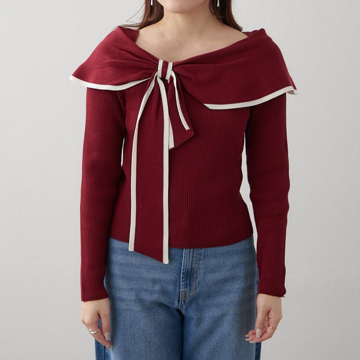 配色オフショルリボンニット | RMAF　NICE CLAUP / OLIVE des OLIVE | 詳細画像30 