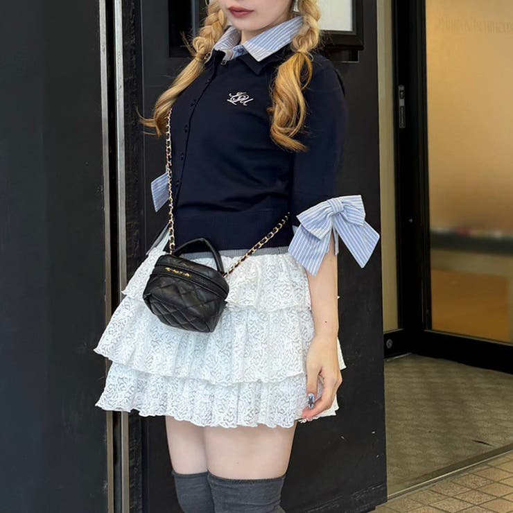 2枚衿ドッキング5分袖ニット | NICE CLAUP / OLIVE des OLIVE　OUTLET | 詳細画像2 