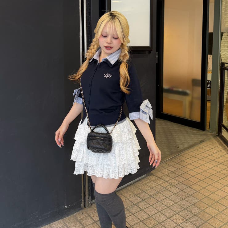 2枚衿ドッキング5分袖ニット | NICE CLAUP / OLIVE des OLIVE　OUTLET | 詳細画像4 