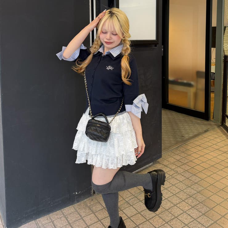 2枚衿ドッキング5分袖ニット | NICE CLAUP / OLIVE des OLIVE　OUTLET | 詳細画像5 