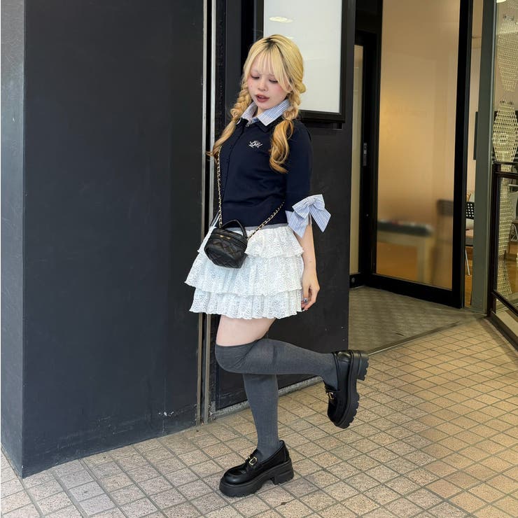 2枚衿ドッキング5分袖ニット | NICE CLAUP / OLIVE des OLIVE　OUTLET | 詳細画像12 