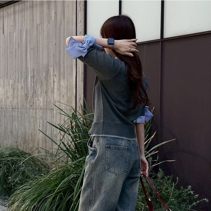 2枚衿ドッキング5分袖ニット | NICE CLAUP / OLIVE des OLIVE　OUTLET | 詳細画像32 