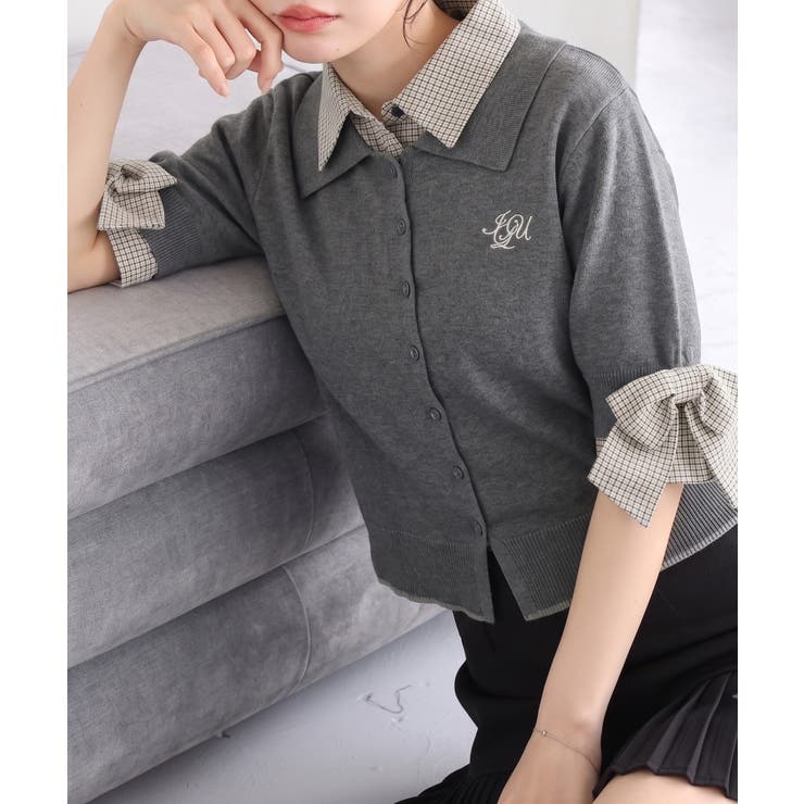 2枚衿ドッキング5分袖ニット | NICE CLAUP / OLIVE des OLIVE　OUTLET | 詳細画像2 