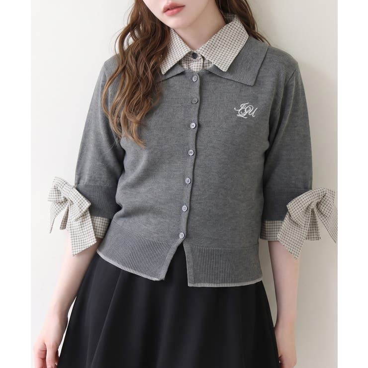 2枚衿ドッキング5分袖ニット | NICE CLAUP / OLIVE des OLIVE　OUTLET | 詳細画像3 
