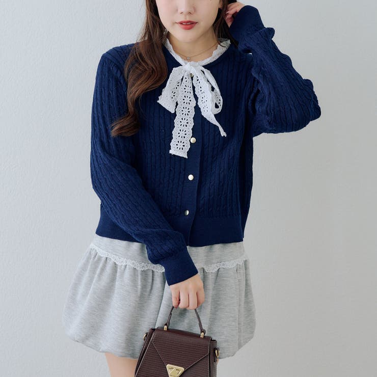 レースボウタイ付カーディガン | RMAF　NICE CLAUP / OLIVE des OLIVE | 詳細画像3 