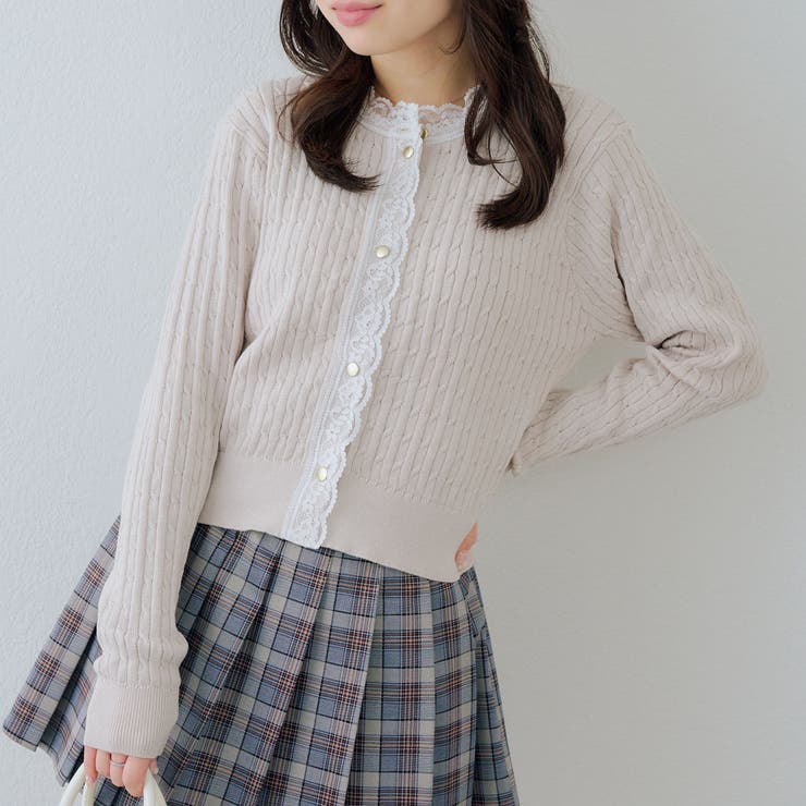 アイボリー | ケーブルレース付カーディガン | RMAF　NICE CLAUP / OLIVE des OLIVE