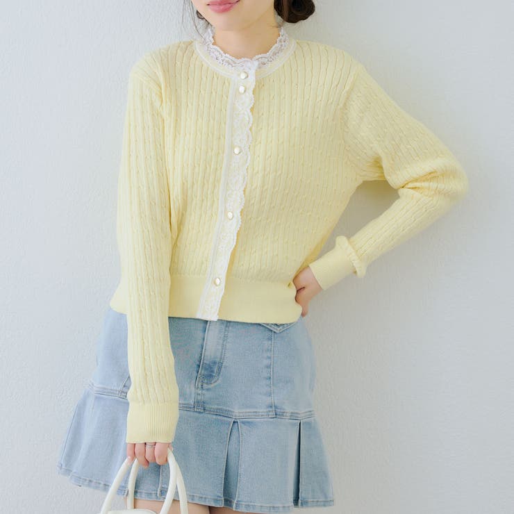 イエロー | ケーブルレース付カーディガン | RMAF　NICE CLAUP / OLIVE des OLIVE