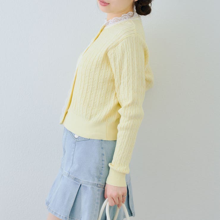 ケーブルレース付カーディガン | RMAF　NICE CLAUP / OLIVE des OLIVE | 詳細画像3 