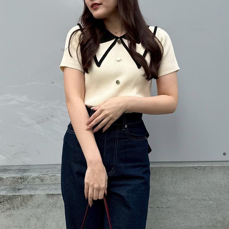 配色ビッグ衿プルオーバー | NICE CLAUP / OLIVE des OLIVE　OUTLET | 詳細画像4 