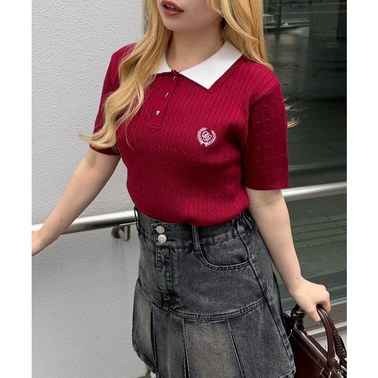 2枚衿ケーブルポロ | NICE CLAUP / OLIVE des OLIVE　OUTLET | 詳細画像1 