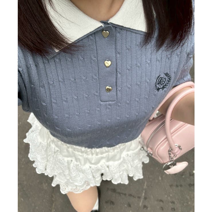 ブルー | 2枚衿ケーブルポロ | NICE CLAUP / OLIVE des OLIVE　OUTLET