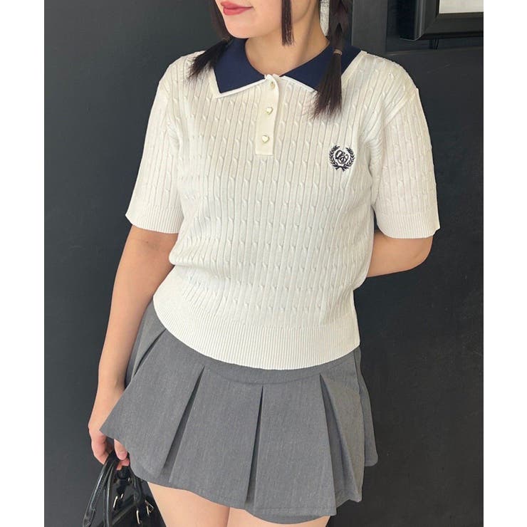 アイボリー | 2枚衿ケーブルポロ | NICE CLAUP / OLIVE des OLIVE　OUTLET