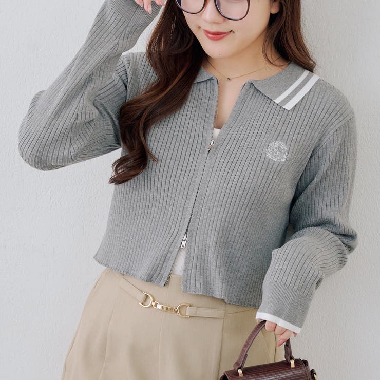 Lグレー | ダブルジップカーディガン | NICE CLAUP / OLIVE des OLIVE　OUTLET