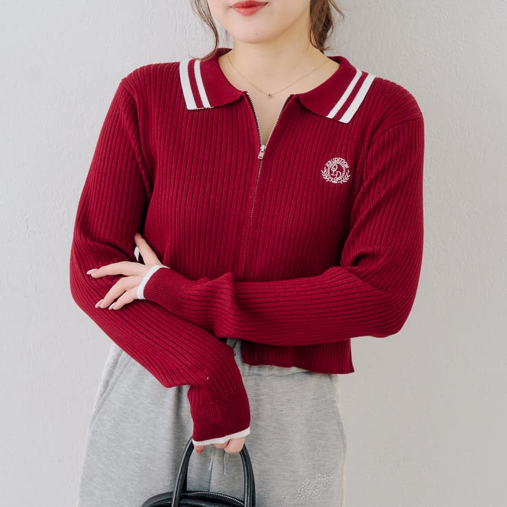 ボルドー | ダブルジップカーディガン | NICE CLAUP / OLIVE des OLIVE　OUTLET