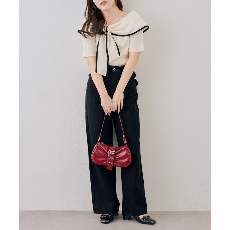 配色オフショルリボンプルオーバー | NICE CLAUP / OLIVE des OLIVE　OUTLET | 詳細画像4 