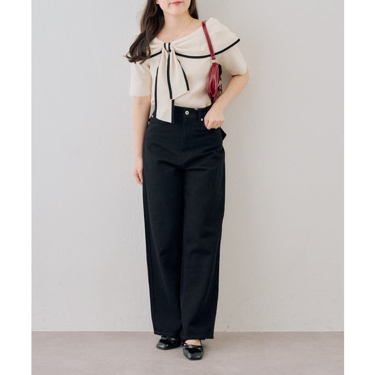 配色オフショルリボンプルオーバー | NICE CLAUP / OLIVE des OLIVE　OUTLET | 詳細画像5 