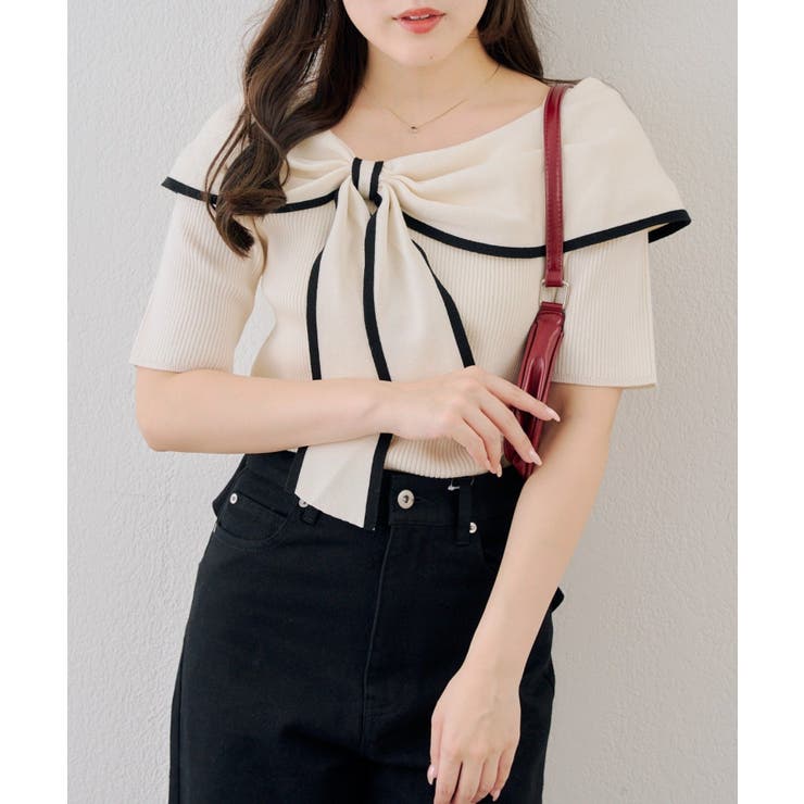 配色オフショルリボンプルオーバー | NICE CLAUP / OLIVE des OLIVE　OUTLET | 詳細画像6 