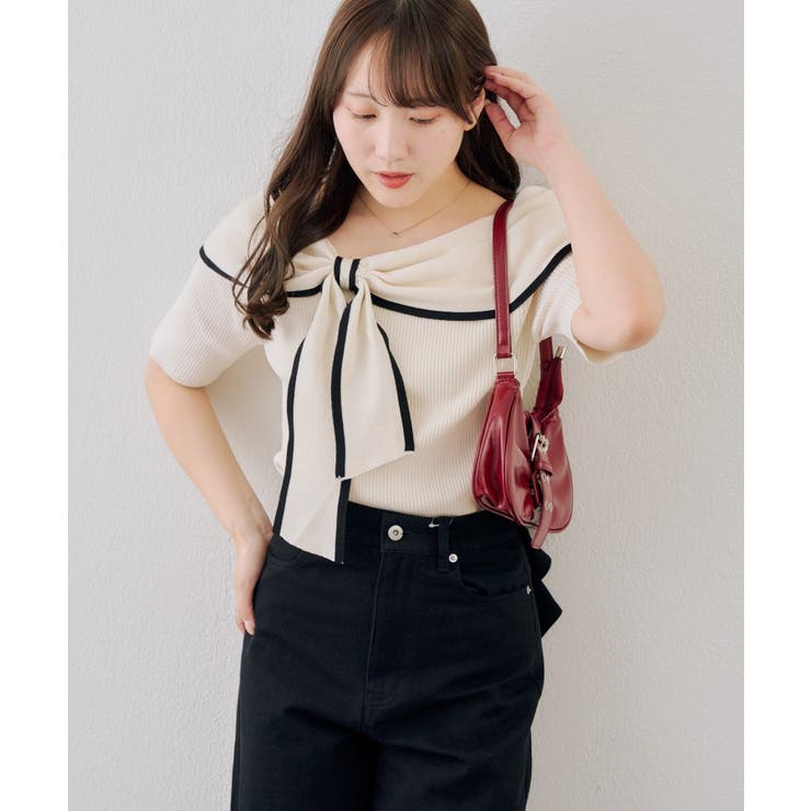 配色オフショルリボンプルオーバー | NICE CLAUP / OLIVE des OLIVE　OUTLET | 詳細画像7 