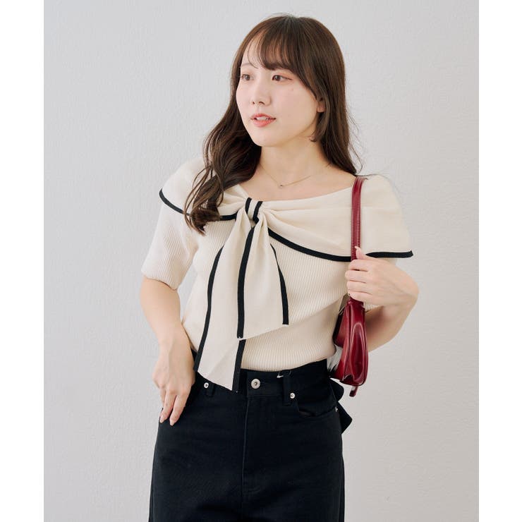 配色オフショルリボンプルオーバー | NICE CLAUP / OLIVE des OLIVE　OUTLET | 詳細画像8 