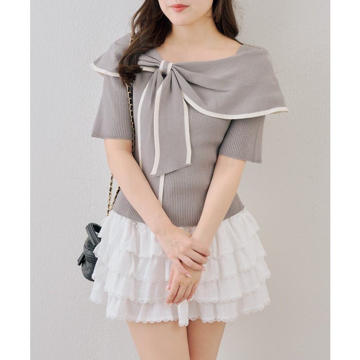 配色オフショルリボンプルオーバー | NICE CLAUP / OLIVE des OLIVE　OUTLET | 詳細画像13 