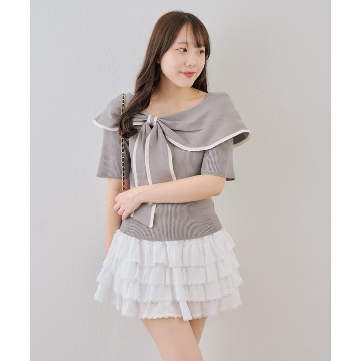 配色オフショルリボンプルオーバー | NICE CLAUP / OLIVE des OLIVE　OUTLET | 詳細画像14 