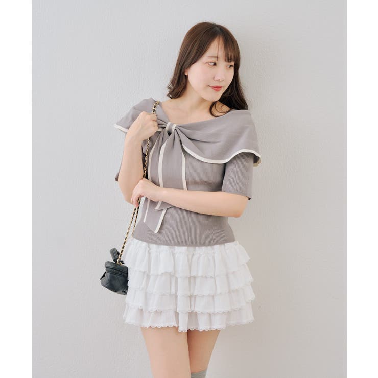 配色オフショルリボンプルオーバー | NICE CLAUP / OLIVE des OLIVE　OUTLET | 詳細画像19 