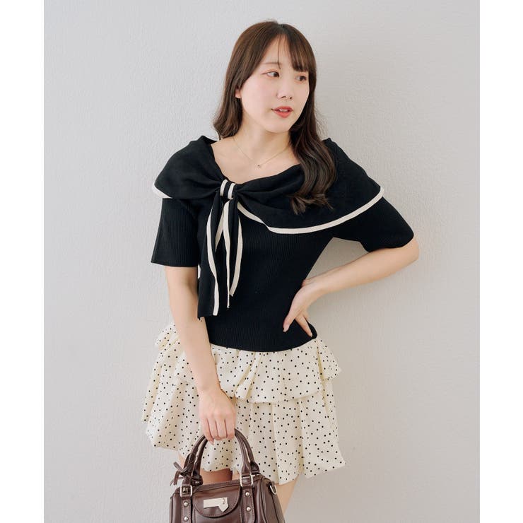 配色オフショルリボンプルオーバー | NICE CLAUP / OLIVE des OLIVE　OUTLET | 詳細画像28 