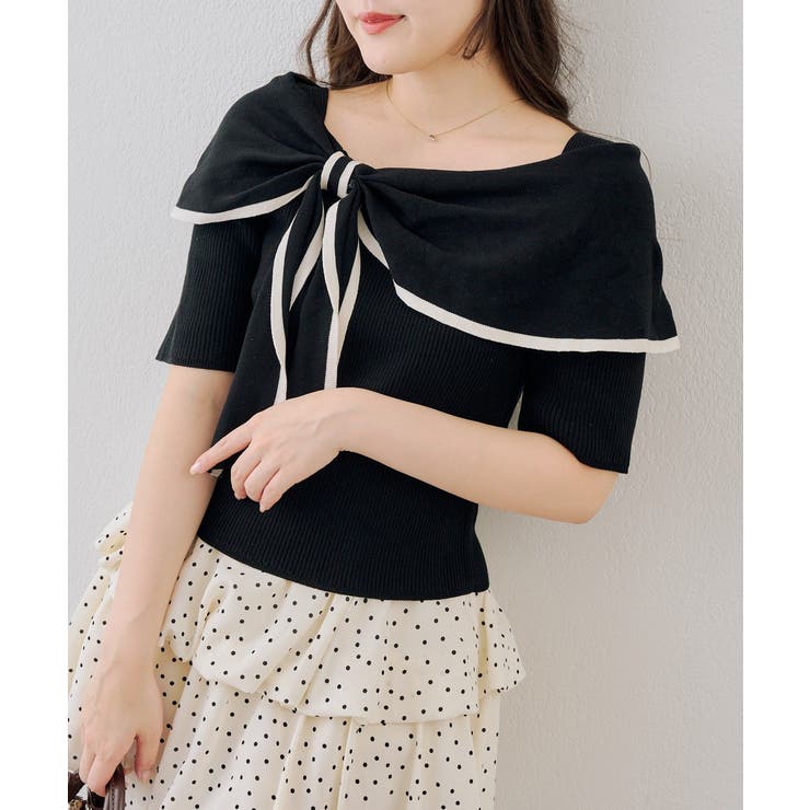 配色オフショルリボンプルオーバー | NICE CLAUP / OLIVE des OLIVE　OUTLET | 詳細画像2 