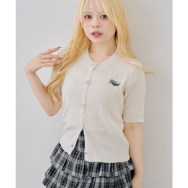 アイボリー | アソート釦ケーブルカーディガン | NICE CLAUP / OLIVE des OLIVE　OUTLET