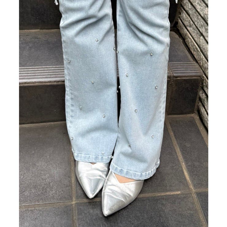 サイドリボンビュー付フレアーデニムパンツ | NICE CLAUP / OLIVE des OLIVE　OUTLET | 詳細画像6 