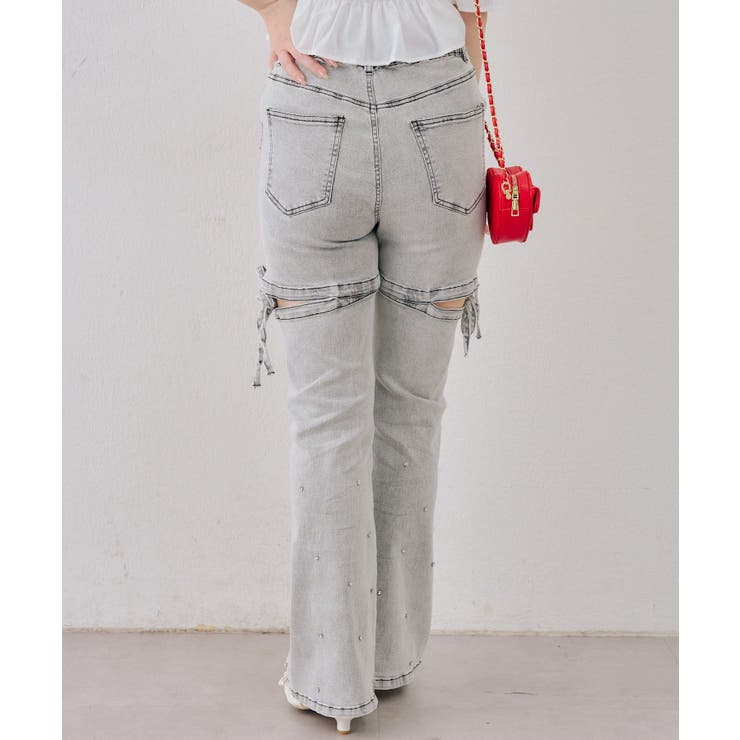 サイドリボンビュー付フレアーデニムパンツ | NICE CLAUP / OLIVE des OLIVE　OUTLET | 詳細画像11 