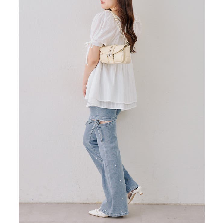 サイドリボンビュー付フレアーデニムパンツ | NICE CLAUP / OLIVE des OLIVE　OUTLET | 詳細画像16 