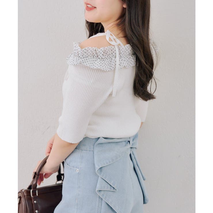 オフショルフリルニットプルオーバー | NICE CLAUP / OLIVE des OLIVE　OUTLET | 詳細画像3 