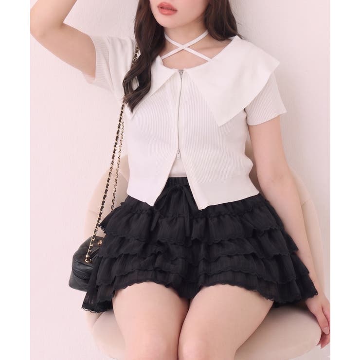 ダブルジップビッグ衿カーディガン | NICE CLAUP / OLIVE des OLIVE　OUTLET | 詳細画像2 