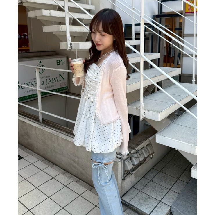 シアーリブレース付Vカーディガン | NICE CLAUP / OLIVE des OLIVE　OUTLET | 詳細画像16 