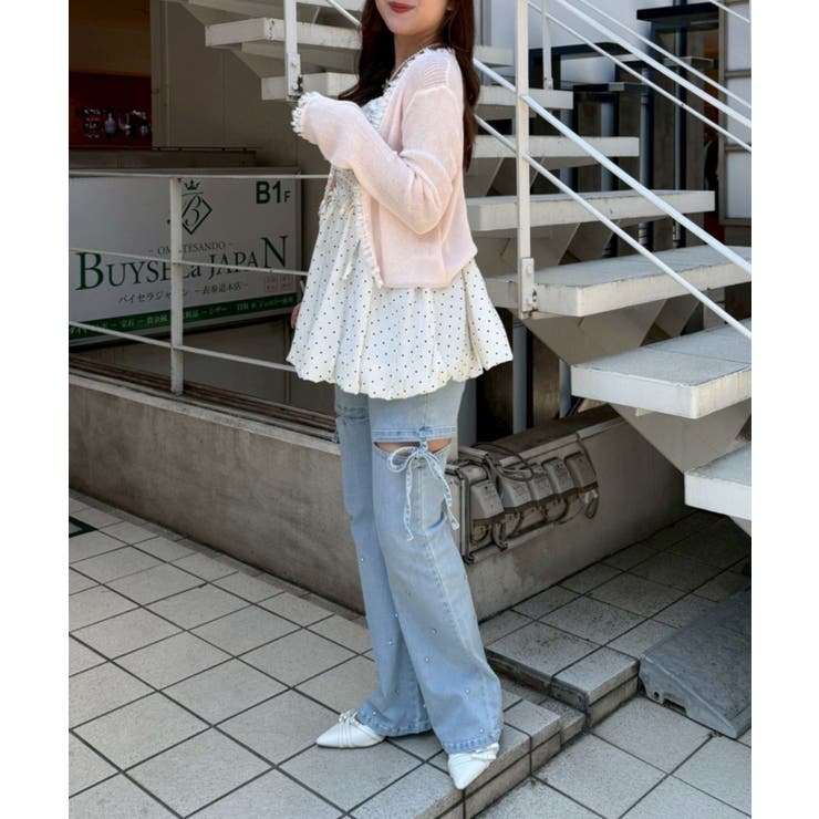 シアーリブレース付Vカーディガン | NICE CLAUP / OLIVE des OLIVE　OUTLET | 詳細画像18 